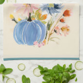 Blue Pumpkin & Wildflower Watercolor Theedoek (Gevouwen)