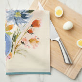 Blue Pumpkin & Wildflower Watercolor Theedoek (Quarter Fold)