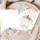 Blue Pumpkin Woodland Baby shower Kaart