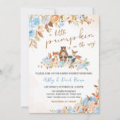 Blue Pumpkin Woodland Baby shower Kaart (Voorkant)