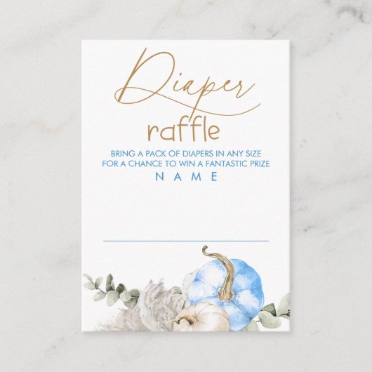 Blue Pumpkins Baby shower Diaper Raffle Informatiekaartje (Voorkant)