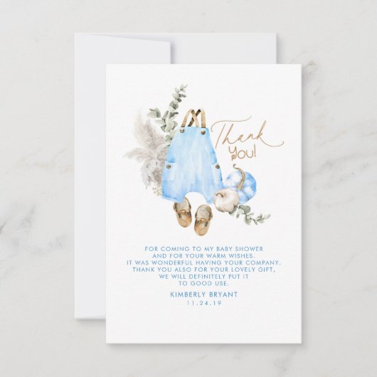 Blue Pumpkins Baby shower Little Dank je wel Bedankkaart (Voorkant)