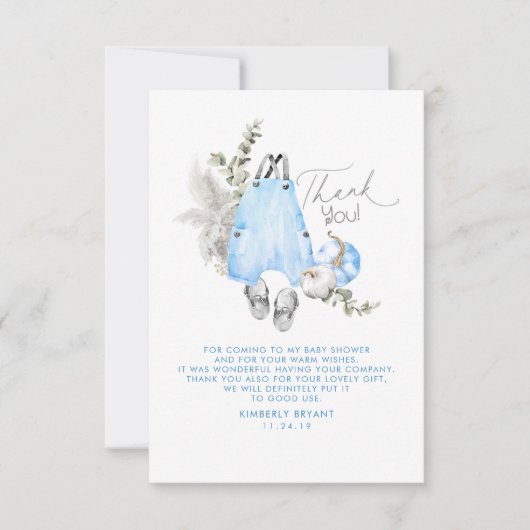 Blue Pumpkins Baby shower Little Dank je wel Bedankkaart (Voorkant)