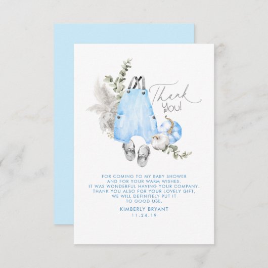 Blue Pumpkins Baby shower Little Dank je wel Bedankkaart (Voorkant / Achterkant)