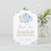 Blue Pumpkins Bloemen Verjaardagsfeest Bedankkaart (Staand voorkant)