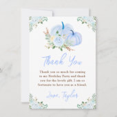 Blue Pumpkins Bloemen Verjaardagsfeest Bedankkaart (Voorkant)