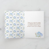 Blue Pumpkins Bloemen Verjaardagsfeest Bedankkaart (Binnen)