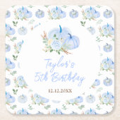 Blue Pumpkins Bloemen Verjaardagsfeest Kartonnen Onderzetters (Voorkant)