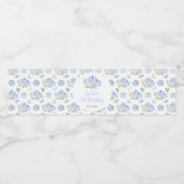 Blue Pumpkins Bloemen Verjaardagsfeest Waterfles Etiket (Enkel label)