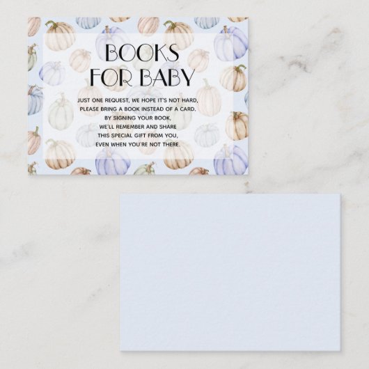 Blue Pumpkins Boy Baby Book Request Informatiekaartje (Voorkant / Achterkant)