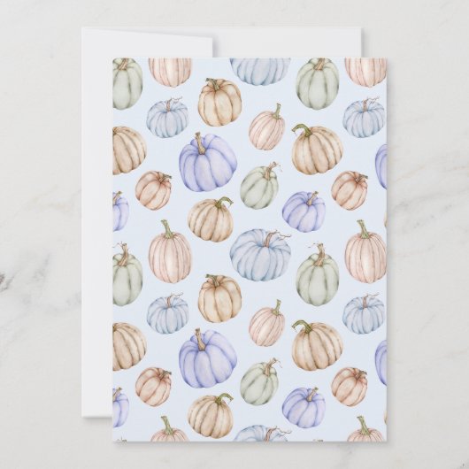 Blue Pumpkins Boy Baby shower Kaart (Achterkant)