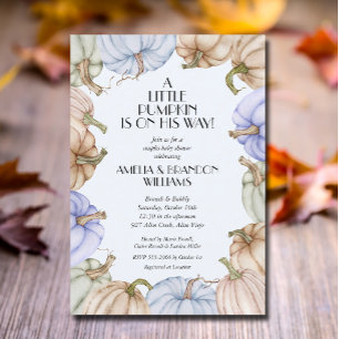 Blue Pumpkins Boy Baby shower Kaart