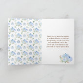 Blue Pumpkins Floral Baby shower Bedankkaart (Binnen)
