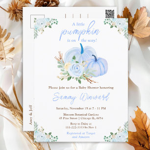 Blue Pumpkins Floral Baby shower Briefkaart
