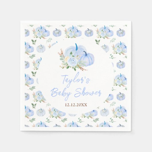 Blue Pumpkins Floral Baby shower Servet (Voorkant)