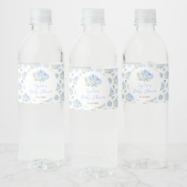 Blue Pumpkins Floral Baby shower Waterfles Etiket