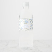 Blue Pumpkins Floral Baby shower Waterfles Etiket (Voorkant)