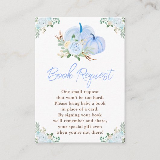 Blue Pumpkins Floral Book Request Informatiekaartje (Voorkant)