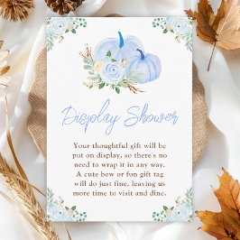 Blue Pumpkins Floral Display Baby shower Informatiekaartje