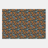 Blue Pumpkins Geesten Schedels Halloween Patronen Inpakpapier Vel (Voorkant 2)