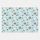 Blue Pumpkins Ghosts Halloween Gemengde Patronen Inpakpapier Vel (Voorkant)