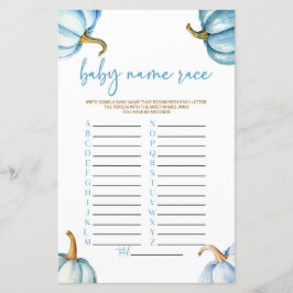 Blue Pumpkins Herfst Naam Race Baby shower Game