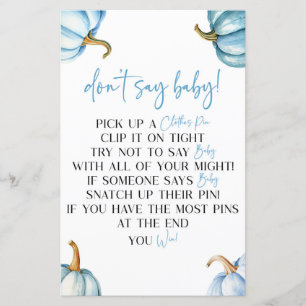 Blue Pumpkins Herfst Zeg geen Baby shower Spel
