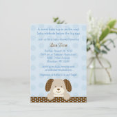 Blue Puppy Baby shower Kaart (Staand voorkant)