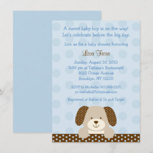Blue Puppy Baby shower Kaart