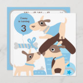 Blue Puppy Dog Aangepaste Birthday-uitnodigingen Kaart (Voorkant / Achterkant)