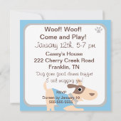 Blue Puppy Dog Aangepaste Birthday-uitnodigingen Kaart (Achterkant)