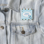 Blue Puppy Dog Baby shower Name Tag Button (In situ)