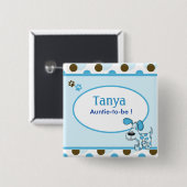Blue Puppy Dog Baby shower Name Tag Button (Voorkant /achterkant)