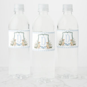 Blue Puppy Dog Baby shower Waterflesetiketten Waterfles Etiket