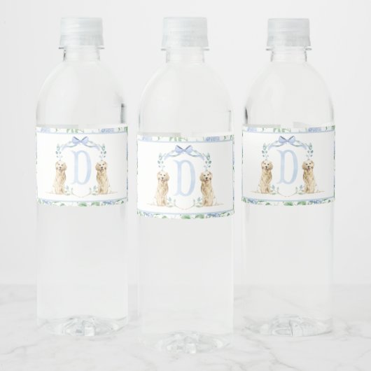 Blue Puppy Dog Baby shower Waterflesetiketten Waterfles Etiket (Flessen)