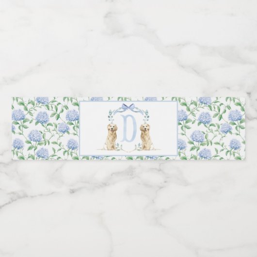 Blue Puppy Dog Baby shower Waterflesetiketten Waterfles Etiket (Enkel label)