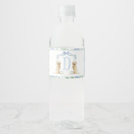 Blue Puppy Dog Baby shower Waterflesetiketten Waterfles Etiket