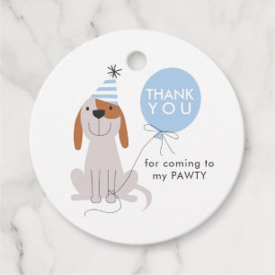 Blue Puppy Dog Birthday Party Bedankjes Labels