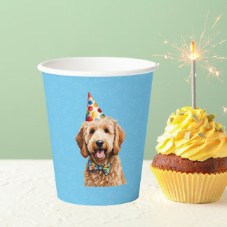 Blue Puppy Dog Verjaardag Paw-ty Papieren Bekers