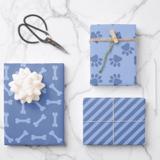 Blue Puppy Party Gift Wrap, Kinderen & huisdieren Inpakpapier Vel (Voorkant)