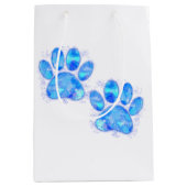Blue Puppy Paw Prints Waterverf Medium Cadeauzakje (Voorkant)