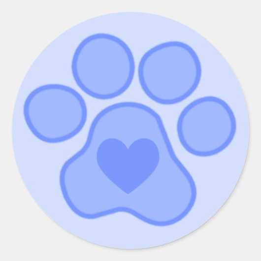 Blue Puppy Paws Heart Sticker (Voorkant)