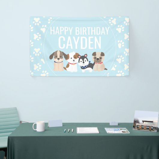 Blue Puppy verjaardagsfeestje banner (Beurs)