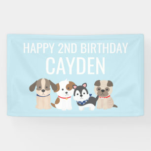 Blue Puppy verjaardagsfeestje banner