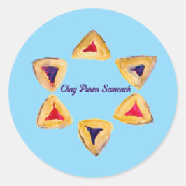 Blue Purim Hamantaschen Ronde Sticker