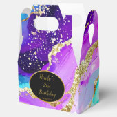 Blue, Purple and Gold Ink Birthday Party Bedankdoosjes (Geopend)