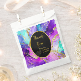 Blue, Purple and Gold Ink Birthday Party Bedankzakje
