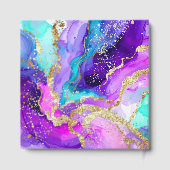 Blue, Purple and Gold Ink Birthday Party Gastenboek (Achterkant)