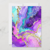 Blue, Purple and Gold Ink Birthday Party Kaart (Achterkant)