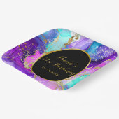 Blue, Purple and Gold Ink Birthday Party Papieren Bordje (Gebogen)